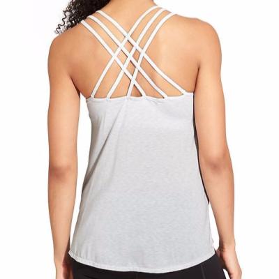 China Crossed back design lightweight, body-skimming tank with a step hem eco yoga clothing for sale