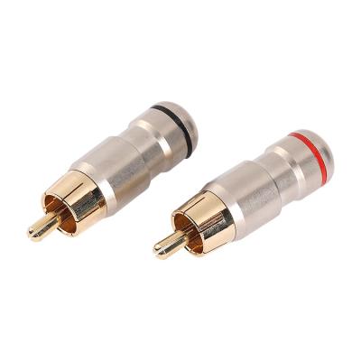 China audio & RCA-56 RCA Male Adapter Gold Speaker Plug RCA Video Jack Cable Connector For Wire To Speaker Cable for sale