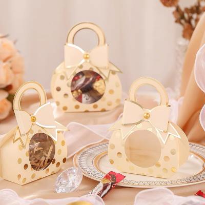 China Small Mini Wedding Packaging Gift Paper Box Reused From FUHING Materials Printed Champagne Gold Wedding Favor Boxes Sweet Gift For Candy for sale