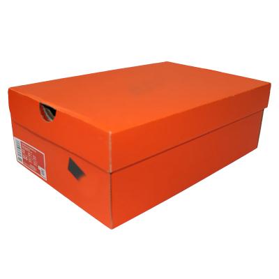 China Recycled Materials High Quality Rigid Cardboard Shoes Paper Box Packaging Orange Custom Boots Womens Sneakers Shoes Box Cardboard Shoes Packaging for sale