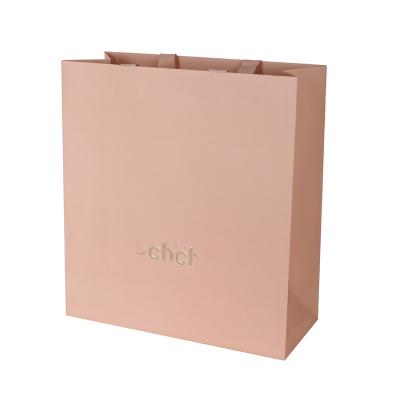 China Custom Print Luxury Shopping Logo Reusable Grocery Shopping Bags Gift Paper Bag Large Recyclable Pink Jewelery Paper Bags With Handle for sale