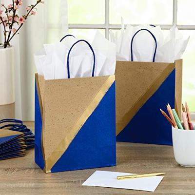 China High Quality Recyclable Brown Envelope Kraft Paper Eco Friendly Small Gift Bags Custom Printed Logo Handle Shopping Bag With Flat for sale