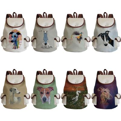 China Printed Anti-theft Greyhound Dog Backpacks Unisex Student School Bags Girls Backpacks Women Drawstring Shoulder Satchel Custom Pattern for sale