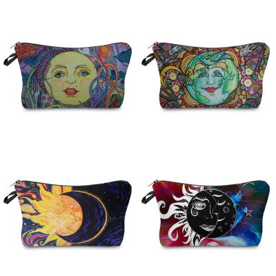 China Foldable Earth Sun Moon Printing Cosmetic Bags Wholesale Cheap Heat Transfer Pattern Women's Makeup Bag Cartoon Fashion Gift School Bags for sale