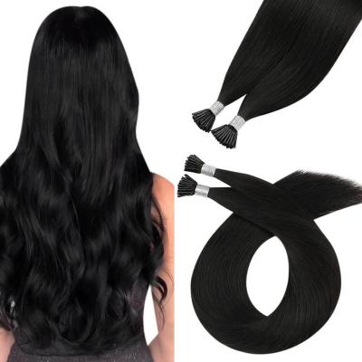 China High Quality Wholesale Straight I Tip European Hair #1B Black Color I Tip Hair Extension Hair for sale