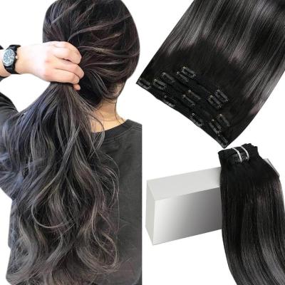 China Factory Direct Straight Clip-in European Straight Hair #1b/Silver/1b Silver Color Clip In Hair Extension for sale