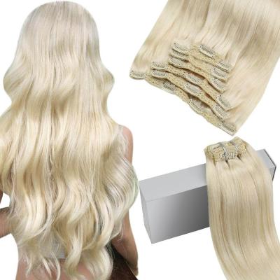 China Wholesale Straight Clip-in Straight Hair Color #60 European Blonde Clip In Hair Extension Hair for sale