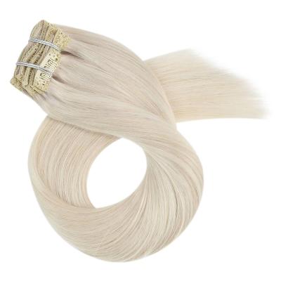 China European Quality Straight Virgin Salon Hair Clip-in Ash Blonde Ombre Color Clip in Hair Extension Hair for sale