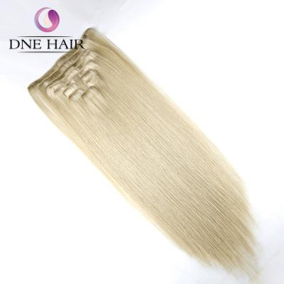 China Wholesale Quality Straight Virgin European Salon Hair Clip-in Blonde Color #613 Clip In Hair Extension Hair for sale