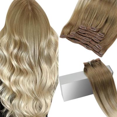 China Factory Direct Straight European Virgin Hair Clip-in #BA6/60 Ombre Color Clip In Hair Extension Hair for sale