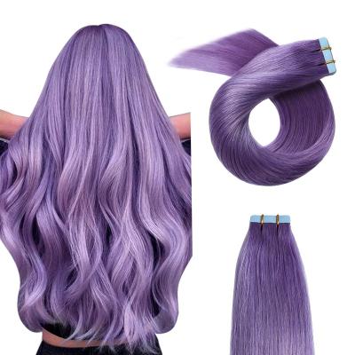 China Top Quality European Straight Virgin Hair Extension Tape-in ​​Purple Color #50 Tape In Hair Extension Hair for sale