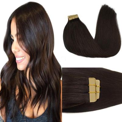 China Wholesale Virgin Hair Straight #4 Brown Color Straight Invisible Hair Extension Tape In for sale