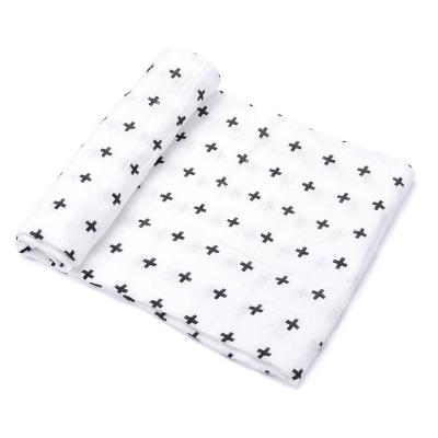 China New Design Breathable Baby Blanket Soft Newborn Wrap Set Eucalyptus Leave Cotton Printed Bamboo Muslin Wrap for sale