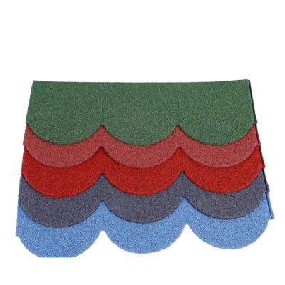 China Modern Stone Coated Roofing Tile Metal Red Stone Coated Glazed 0.4mm Color Fish Scale Roof Tile for sale