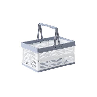 China 2021 Newly Viable Collapsible Folding Plastic Baskets With Carry Handles Picnic Laundry Basket For Shopping Storage for sale