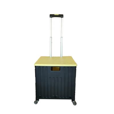 China Customized Luxury Plastic Morden Folding Shopping Cart Supermarket Folding Box Trolley Folding Shopping Trolley With 4 Wheels for sale