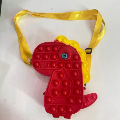 China Cute Animal Purse Mini Cartoon Dinosaur Shoulder Bag Fashion Push Bubble Messenger Bags Silicone Stress Relief Sensory Coin Purse for sale