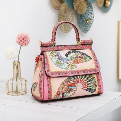 China Fashion Style Fashion PU Printing Hot Designer Tote Bag Elegant Woman Handbag Retro Pattern Handbags For Ladies Women Handbags for sale