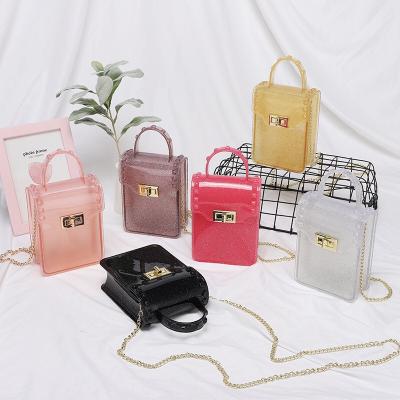 China Cheap Fashion Ladies Cross Bags Small PVC Jelly Purses and Handbags Jelly Bags Kids Solid Color Women Rivets Jelly Bags for sale