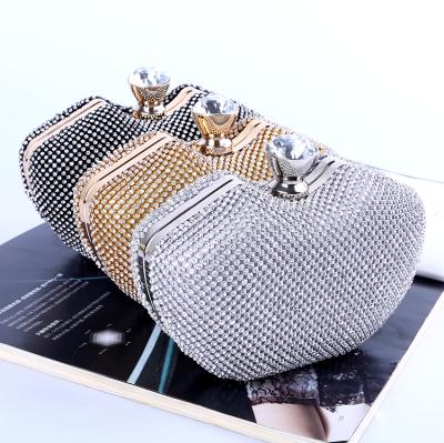 China Hot Sale Wholesale Girl's Diamond Evening Bags Women Gold Bridal Bags Beaded Luxury Silver Rhinestone Clutch For Wedding Party for sale