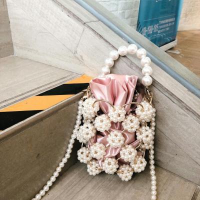 China Shinny Evening Clutch Bag Wedding Bag Party Bag Fashion Luxury Party Women Bead Chains Small Bucket Chains Metal Evening Purse Clutch Bag Beaded Pearl Clutch Purses for sale