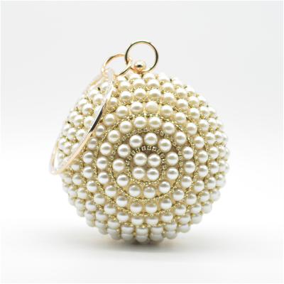 China Ladies Box Women Dinner Purse Evening Bridal Clutch Bags Crystal Pearl Beaded Ball Shaped Wedding Trendy Fashion 2020 for sale