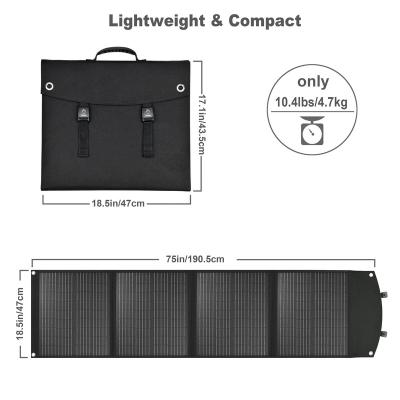 China VC120W System 18V/4.16A USB Silicon 18V/4.16A USB Single Cover Foldable Monocrystalline Rechargeable Super Light Black Customizable Solar Panel for sale