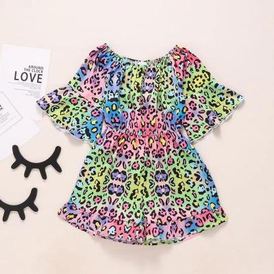 China New Arrival Lovely Children Clothes Summer Sweet Lovely Babies Leopard Print Rompers for sale