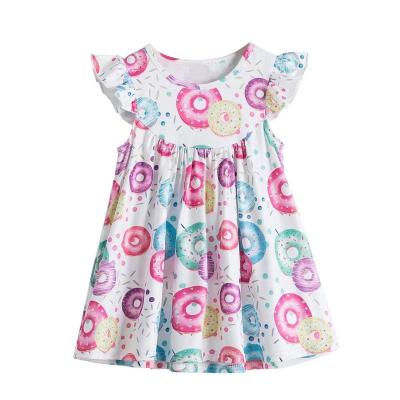 China Anti-static hot sale summer boutique babies dress cotton soft short sleeve lovely print girl's dress for sale