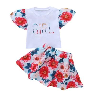 China New Arrival Gothic Kids Clothes Cute Little Girl Girl Sleeved Fly Skirt Clothing Set Summer Cute Elegant for sale