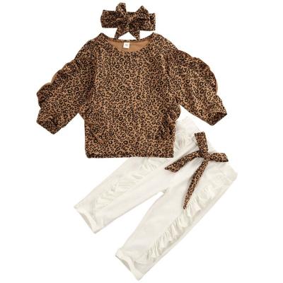 China Wholesale Fashion Design Fashion Kids Fall And Winter Girls Leopard Print Long Sleeve Sets for sale