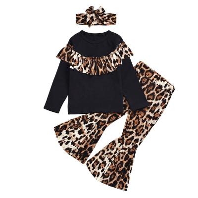 China Wholesale fashion kids fall clothing kids leopard prints set lower bell leopard print pants babies boutique clothing for sale