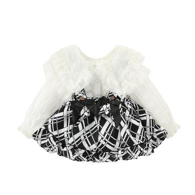 China Summer Sweet Children's Collar Lace Puff Sleeve Tutu Dress Printed Puffy Princess Sling Outfit Dress for sale