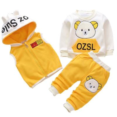 China 3Pcs Casual Baby Suits Plaid Button Shirts+ Cartoon Bear T-Shirt+Pants Outfit Sets Overalls for sale