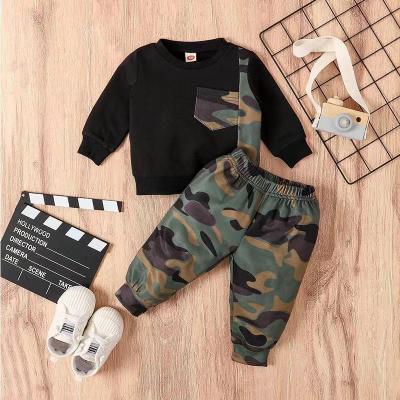 China Fashion\Comfortable Boutique Children's Clothing Boy Spring Autumn Long Sleeve Camouflage Sweater Pants Two Piece Sets for sale