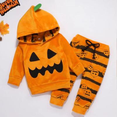 China Casual Kids Wear Autumn Halloween Hooded Clothing Long Sleeve Sets Two Piece Kids Boys Clothing Sets for sale