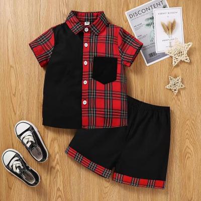 China Wholesale Casual Boutique Kids Clothing Baby Boy Clothes Casual Summer Shorts Sleeve Plaid Shirt Shorts 2sets for sale