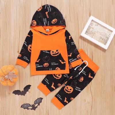 China Casual Kids Wear Autumn Halloween Hooded Clothing Long Sleeve Sets Two Piece Kids Boys Clothing Sets for sale