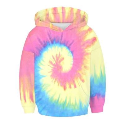 China Anti-Wrinkle Tie-Dye Digital Printing Casual Loose Long Sleeve Boys Girls Unisex Kid Hoodie Jacket for sale