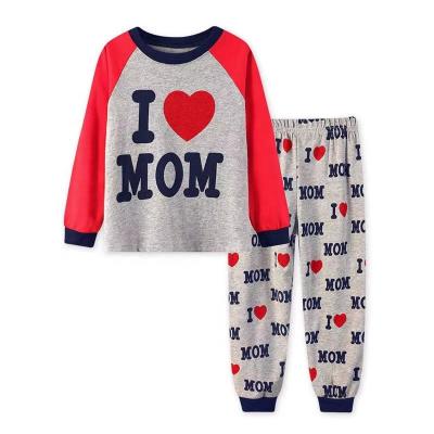 China Wholesale Cotton Breathable Children's Pajamas Love Mom And Dad Love Mommy And Daddy Long Sleeve Children'S Sleepwear Pajamas for sale