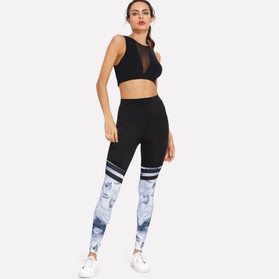 China Wholesale Printing Antibacterial Polyester Yoga Leggings Women Fitness Tight Custom Pants for sale