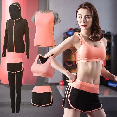 China Antibacterial Hot Sale OEM Wholesale Custom Logo 5 Pieces Yoga Wear Fitness Gym Sport Set for sale