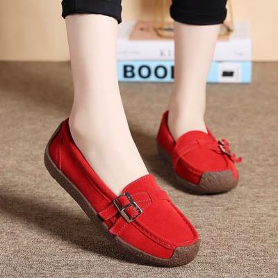 China Wholesale Anti-odor Heighten Fashion Design Women Lady Flat Leather Shoes for sale