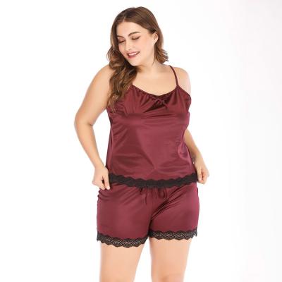 China Sexy QUICK DRY Summer Satin Sleeveless Sleepwear Plus Size Pajamas Set Women for sale