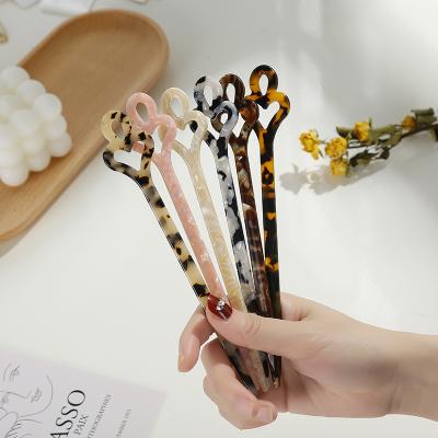 China Hair Decoration Accessories Customized Vintage Women Acetic Acid Hairpin Tortoiseshell Leopard Print Hairpin and Accessories for sale