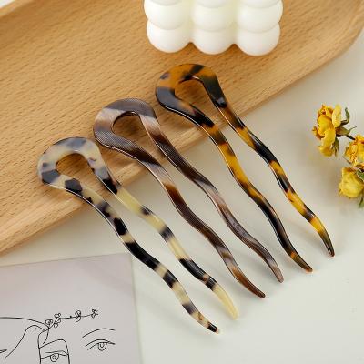 China Accessories New Customized Hairpin Hair Decoration Europe and America Women's Accessories Thin U Shape Leopard Print Hairpin for sale