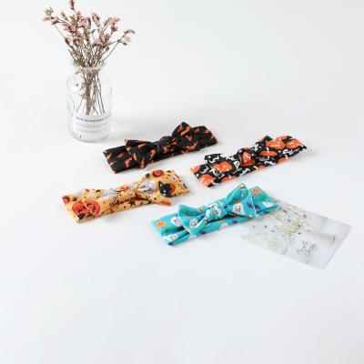 China Hair decoration accessories customized Europe and America floral print elastic bow children headband baby hair accessories for sale