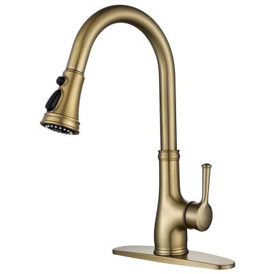 China Single Handle Brass Thermostatic Yida Faucets Pull Down Kitchen Faucets Antique Pull Out Gold Kitchen Faucet for sale