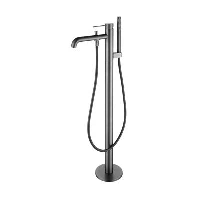 China Freestanding Slide Bar Simple Design Hot And Cold Water Bathtub Faucet Floor Mixer Tap Freestanding Bathtub Faucets for sale