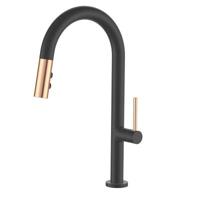 China Yida 2021 Thermostatic Faucets New Modern Sink Mixer Tap Brass Black And Gold Pull Out Kitchen Faucet for sale